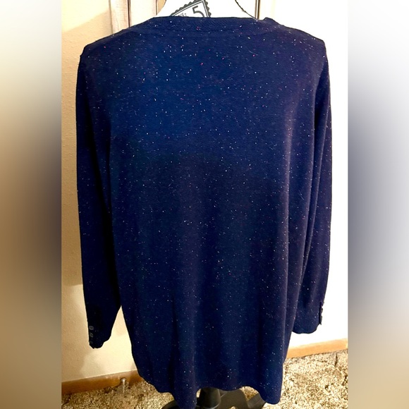 Talbots 1X Navy Blue V-Neck Sweater with Colorful Tweed Flecks - Picture 5 of 5